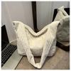 Bolsa Grande de Veludo Cotelê Casual Feminina Grande Capacidade 2024 Nova Bolsa Tote para o Trabalho Simples Outono Bolsa Tote de Ombro Único