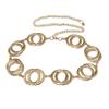 Cadena de cintura de cadena de hierro con doble anillo de metal para mujer europea y americana, cadena de cintura de metal desnudo de moda para mujer, combina con todo