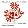 Broche de Pérola Coral Vermelho com Gotejamento de Óleo Estilo Coreano Elegante Moda Alta Qualidade Acessórios para Casaco Suéter Roupas Pino