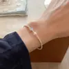 Pulsera hecha a mano de plata pura S925, perla de agua dulce natural, flor de resina, cuentas de plata, pulsera dulce estilo bosque para mujer