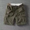 Shorts de Trabajo Verano 2026 Estilo Japonés Verde Militar para Hombre, Shorts Casuales Rectos Sueltos de Moda para Uso en Exteriores