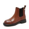 Novas Botas de Cano Curto de Couro Planas Estilo Britânico Outono e Inverno, Botas Chelsea Retro de Calçar