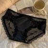 Pantis Retro de Satén para Mujer, Lujo Accesible Estilo Palacio Malla Encaje, Entrepierna Sexy de Algodón, Transpirable Cintura Baja Entrepierna de Algodón Puro