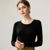 Suéter de Lã Fina Yangzi 2026 Outono/Inverno Novo Suéter Feminino Gola Redonda Camada Base Elegante Slim Fit