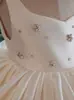 Vestido formal de princesa para niña 2026 de satén blanco con pedrería