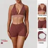 Conjunto Popular de Roupa de Yoga com Bolinhas da Amazon, Shorts Apertados de Alta Elasticidade, Sutiã Esportivo Sexy Push-Up, Conjunto Fitness
