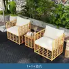Juego de Sofá y Mesa de Centro Tejidos de Ratán para Exteriores Sala de Estar al Aire Libre Muebles de Patio de Villa Balcón Resistente al Agua Protección Solar Silla de Ratán de Ocio