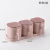 Conjunto de Caixas de Temperos para Cozinha com Tampas, Pote de Sal, Caixa de Armazenamento de Condimentos Doméstico com Colher