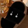 Brincos Pequenos de Cubo de Açúcar Cravejados de Diamante, Inteligentes e Elegantes, Brincos de Zircônia Quadrada de Quatro Garras em Forma de Gota d'Água, Brincos Quadrados de Diamante Exquisitos de Celebridade da Internet