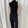 Chaleco Deportivo Negro Sin Mangas de Cuello Alto Ajustado para Hombre Sensación de Alta Gama Ripper Guapo Musculoso Camiseta Chaleco de Verano Estilo Americano