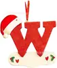 Letra Inicial de Navidad con Gorro Rojo Decoración de Letra, Decoración Colgante para Árbol de Navidad DIY Colgante Personalizado Regalo
