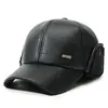 Sombrero de invierno para hombres de mediana edad y ancianos, sombrero a prueba de viento, gorra de béisbol a prueba de frío, gorra de pato extra gruesa con terciopelo, protección para las orejas, sombrero de algodón cálido