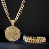 Popular Hip-Hop Transfronteiriço Novo Produto Redondo Marca Diamante Completo Liga Liga Colar Moda Hip-Hop Corrente Cubana Colar Fornecimento Exclusivo Transfronteiriço
