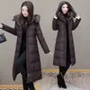 Jaqueta de Algodão com Penugem Genuína 2026 Nova Loja Oficial Principal Comprimento nos Joelhos Moda de Inverno Feminina Jaqueta Acolchoada Aconchego Espesso Roupa Exterior