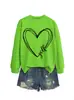 Sudadera Casual de Talla Grande, Versátil, Cómoda, Moda, Tendencia, Patrón de Corazón de Golf, Comercio Exterior, Venta al por Mayor Transfronteriza de Amazon, Holgada