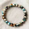 Pulsera Unisex Retro de Estilo Étnico con Cuentas de Cristal Exquisita Ojo de Tigre Cuarzo Rosa Ágata Negra Amatista Pulsera para Mujer