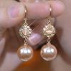 Niche Design Sense Champagne Cor Diamante Pérola Brincos Femininos Luz Luxo Retro High-end Sense 2024 Novos Brincos Explosivos