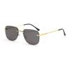 D033 Transfronterizos Europeos y Americanos ins Celebridad de Internet Retro Color Metal Película Gafas de Sol Moda Femenina Personalidad Sin Montura Gafas de Sol Hombres