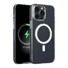 Adequado para Capa de Celular Apple 17, Capa Transparente de PC Magsafe Magnética para iPhone 15, Não Amarela, Anti-Queda e Anti-Impressão Digital