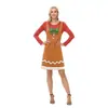 Nuevo vestido navideño de manga larga para mujer 2026, con un lazo y estampado digital 3D, diseño de dos piezas falso, adecuado para fiestas y cosplay