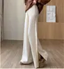 Pantalones de Punto con Abertura Estilo Perezoso Nuevo Estilo Otoño e Invierno para Mujer, Pantalones Casuales de Pierna Ancha Adelgazantes de Cintura Alta, Pantalones Rectos Ligeramente Acampanados de Longitud Completa