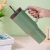 Nuevo Vaso Termo de Acero Inoxidable 304 de Aspecto Elegante Vaso para Coche de Gran Capacidad Montado en Coche Vaso Portátil para Hielo con Pajita