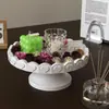 Estilo Ins Bandeja de Renda Coração Ondulado Molde de Silicone DIY Aromaterapia Gesso Prato de Pé Alto Molde de Bandeja de Armazenamento