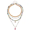 Collar de Cuentas de Arroz de Color Contrastante Transfronterizo Estilo Bohemio Multicapa Joyería Hecho a Mano Moda