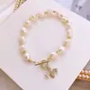 Pulsera de Abejas Baroque de Forma Especial con Perla de Agua Dulce Microincrustada de Circonita Moda Coreana Elegante Celebridad de Internet Pulsera Sencilla