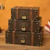 Caja de Almacenamiento Antigua de Madera Caja de Almacenamiento de Joyería Cosméticos de Escritorio Caja de Madera Caja de Accesorios para Manualidades Caja de Tesoros de Juguetes