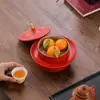 Produtos Culturais e Criativos Guochao: Prato de Frutas da Cidade Proibida e Templo do Céu, Cerâmica Doméstica para Mesa de Chá da Sala de Estar Prato de Frutas Secas, Presente de Inauguração, Presente de Ano Novo