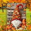 Bandera de jardín de otoño más vendida transfronteriza, pancarta temática de gnomo de calabaza de Acción de Gracias, decoración de jardín con ambiente otoñal