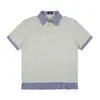Nanxia Disfraz Verano Nuevo en Stock Estilo Retro Americano Único Falso Dos Piezas Diseño de Bloques de Color Camiseta de Manga Corta Camisa Polo para Hombre