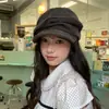Gorra de estilo japonés para otoño e invierno, retro, con lentejuelas, plisada, estilo newsboy para mujer, casual y versátil, que reduce la edad, estiliza el rostro, gorra de artista
