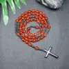 Amazonas Piedra Natural Colgante de Cruz Collar Piedra Ojo de Tigre Cruz Vesícula Biliar de Hierro Rosario para Hombres Collar Venta al por Mayor