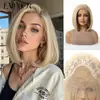 Peluca de Encaje Frontal 13*4 Tejida a Mano con Fibra de Alta Temperatura, Peluca Bob Corto Dorado Degradado para Mujeres, Cobertura Completa de la Cabeza
