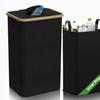 Cesto de roupa suja transfronteiriço com tampa dobrável, cesto de armazenamento de tecido Oxford de bambu reciclado, com bolsa interna e caixa de coleta de garrafas