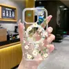 Capa Magnética para Celular com Flores Frescas e Folhas Verdes para iPhone 16/15 Pro, Capa Protetora Transparente de Acrílico para Apple 17PM