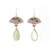 Pendientes Abanico, Pendientes Estilo Palacio Estilo Chino, Pendientes Estilo Antiguo para Cheongsam y Hanfu, Clips para Orejas Forma de Espiral Antimosquitos, Pendientes Estilo Chino