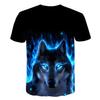 Camiseta deportiva de verano 2021 con estampado digital 3D de lobo para hombre, cuello redondo, manga corta, para parejas