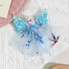 Pasador de Princesa Elsa de Frozen Lindo Adorno para el Cabello de Niña con Alas de Lentejuelas Malla Vestido de Princesa Accesorios para el Cabello