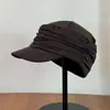 Sombrero ecuestre plisado vintage para mujer, otoño e invierno, elegante, adelgazante, boina cálida, circunferencia de cabeza grande, gorra de vendedor de periódicos, sombrero holgado