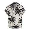 Camisas Masculinas de Venda Quente Transfronteiriças Novas Estampadas Digitalmente em 3D Camisa Havaiana de Manga Curta com Lapela para Praia