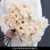 Escenario de Flores Artificiales Color Champán para Boda, Ramo de Flores Falsas, Rosa, Orquídea Mariposa, Flores de Boda, Venta al por Mayor de Flores Artificiales