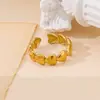 Anillos Abiertos Retro de Acero Inoxidable de Venta Caliente Transfronterizos Europeos y Americanos, Anillos Versátiles de Moda para Mujer de Lujo Ligero Chapados en Oro de 18 Quilates al por Mayor