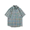 Camisa de Manga Corta a Cuadros de Nicho Estilo Japonés para Hombre Verano Nueva Holgada Tendencia Marca Versátil Chaqueta Superior para Pareja