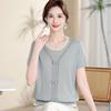 Blusa elegante de verano para mamá, ajustada, estilo chino, combinable con todo, con hebilla, manga corta, moda de moda 2024 para mujer
