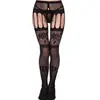 Medias Negras Sexy Malla Jacquard Liguero Todo en Uno Medias Fuente del Tesoro de Comercio Exterior Europeo y Americano