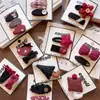 Nuevo Pasador Rojo y Negro de Tela de Otoño Temprano para Niños Coreanos Pinza Lateral para Niña Algodón Apilado Estrella Pinza para Adultos
