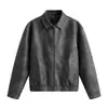 Estilo Joven de Moda Retro Transfronterizo Chaqueta de Cuero sin Hombros Tendencia Moda Chaqueta de Cuero Retro Americano Chaqueta Atractiva